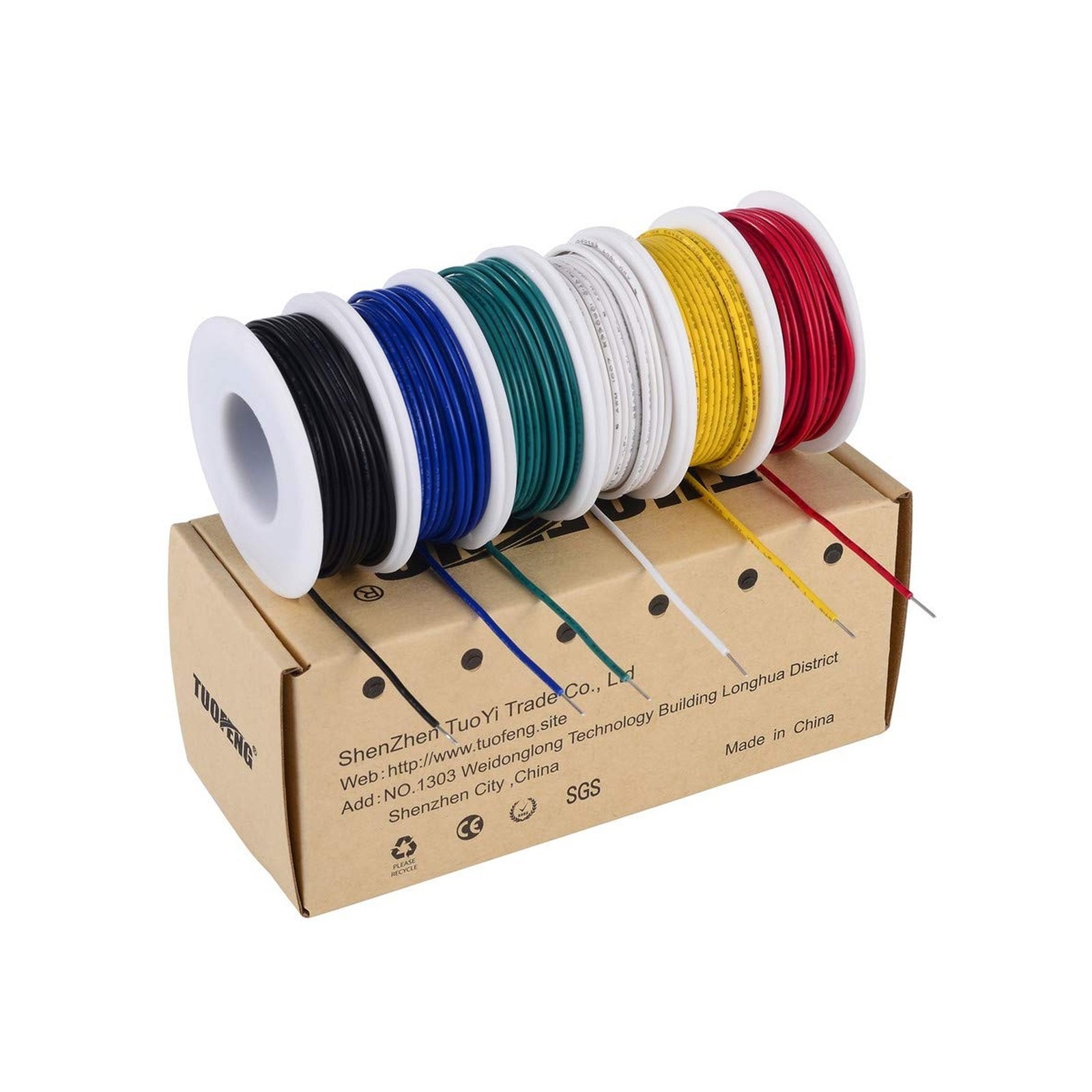 TUOFENG 22 AWG Wire Solid Core Hookup Wire, 6 Different Colored Breadboard Wi…