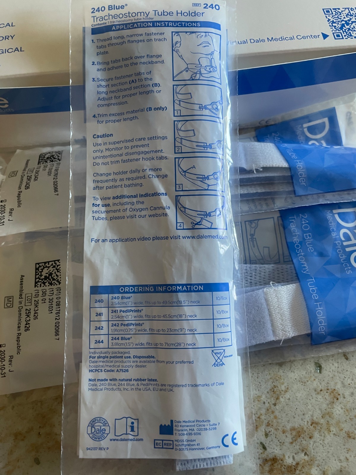NEW- 24- Dale Tracheostomy Tube Holder- 240 Blue