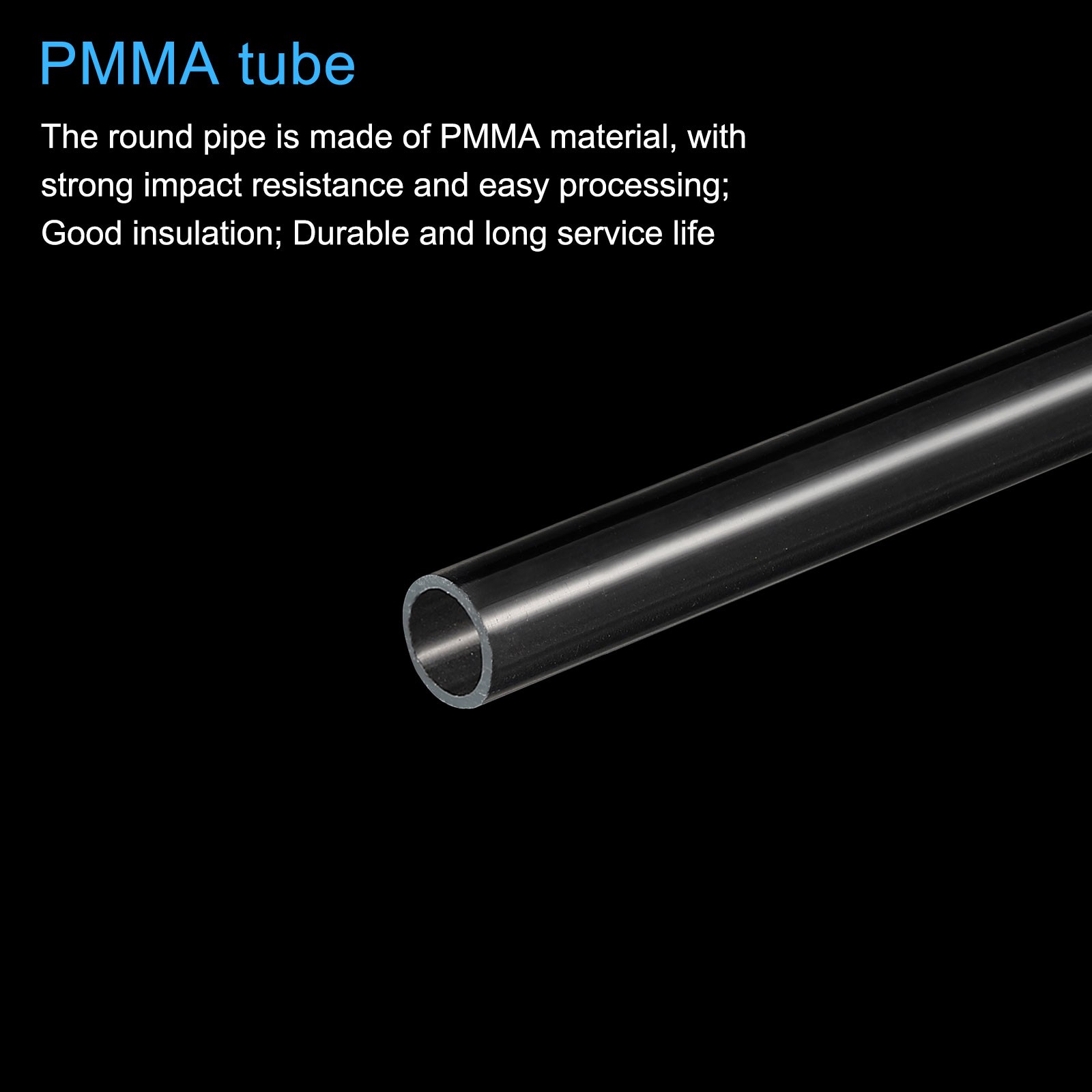4pcs Acrylic Pipe Clear Rigid Round Tube 6mm ID 8mm OD 14″