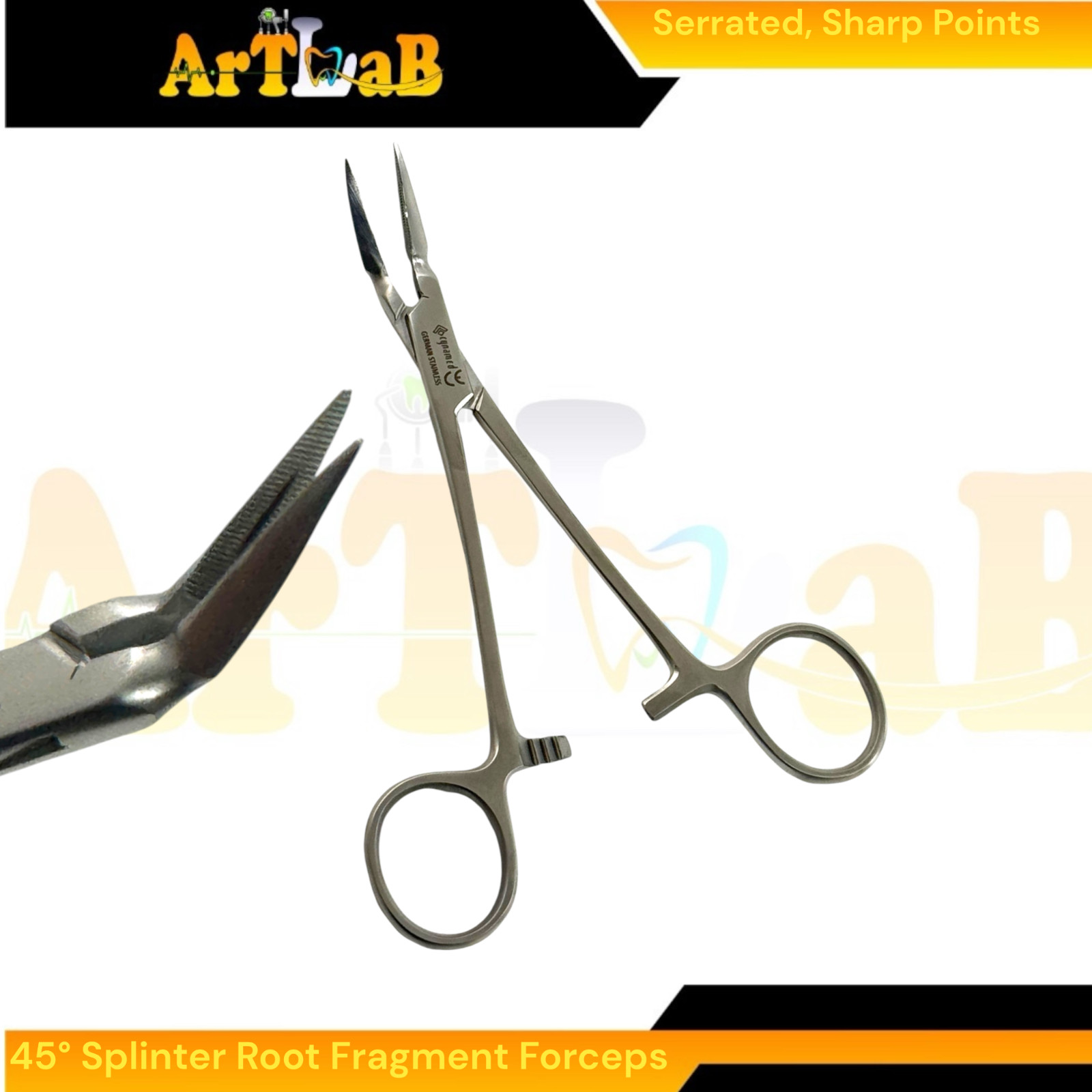 Steiglitz Root Fragment Forceps 45°, 5.5″, Sharp Serrated Points, Dental Forceps
