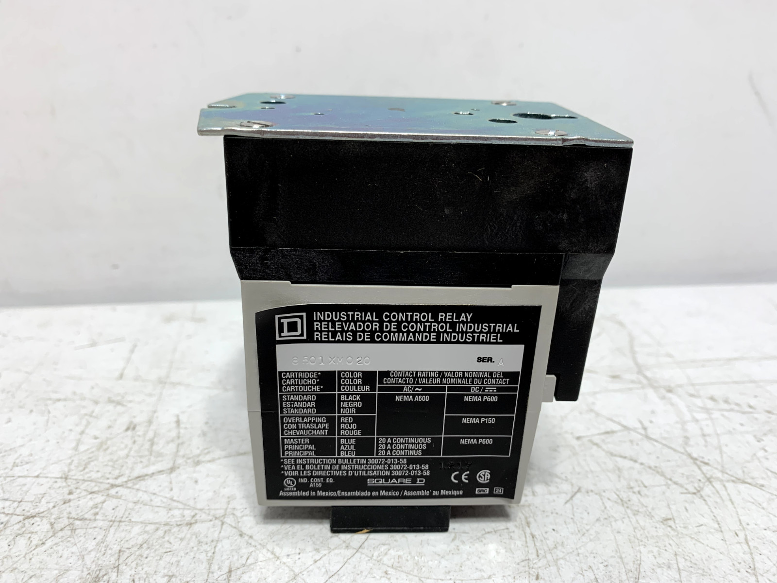 Square D 8501XMO20V02 AC Control Relay 120V 60HZ 20 Amp