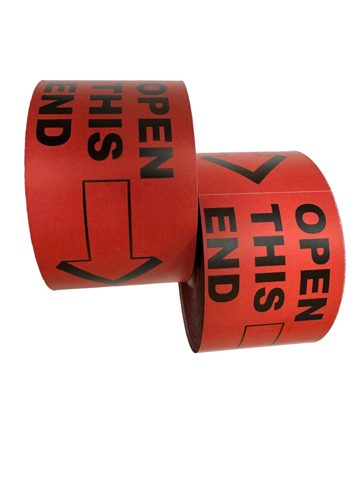 2×4 (Red/Blk) Open This End Labels Arrow Shipping Peel & Stick (2) RLS of 500 EA