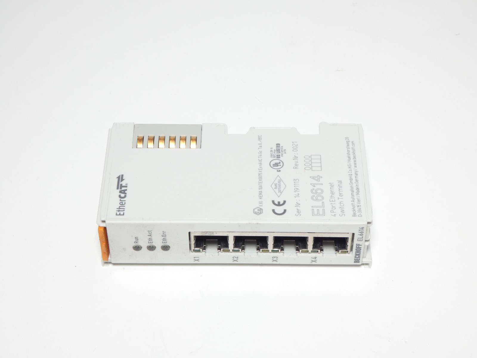 Beckhoff EL6614 EtherCAT 4-Port Ethernet Switch Terminal