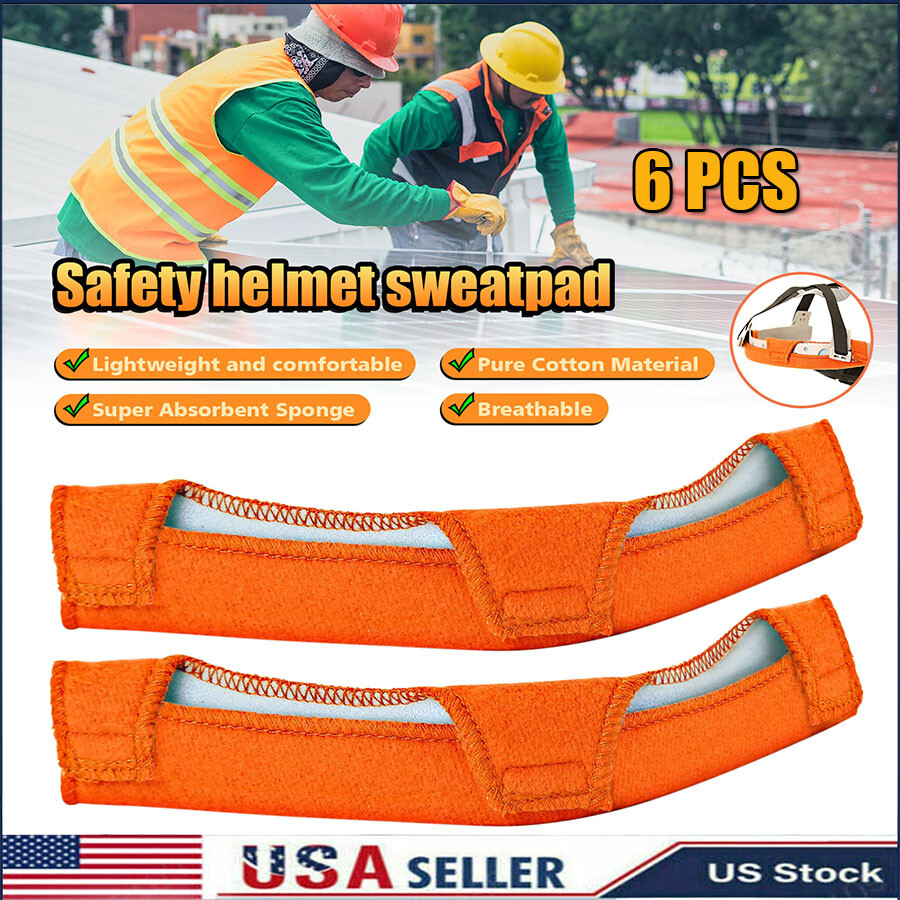 6 Pcs Hard Hat Sweatband Cotton Helmet Liner Accessories Washable Sweat Bands