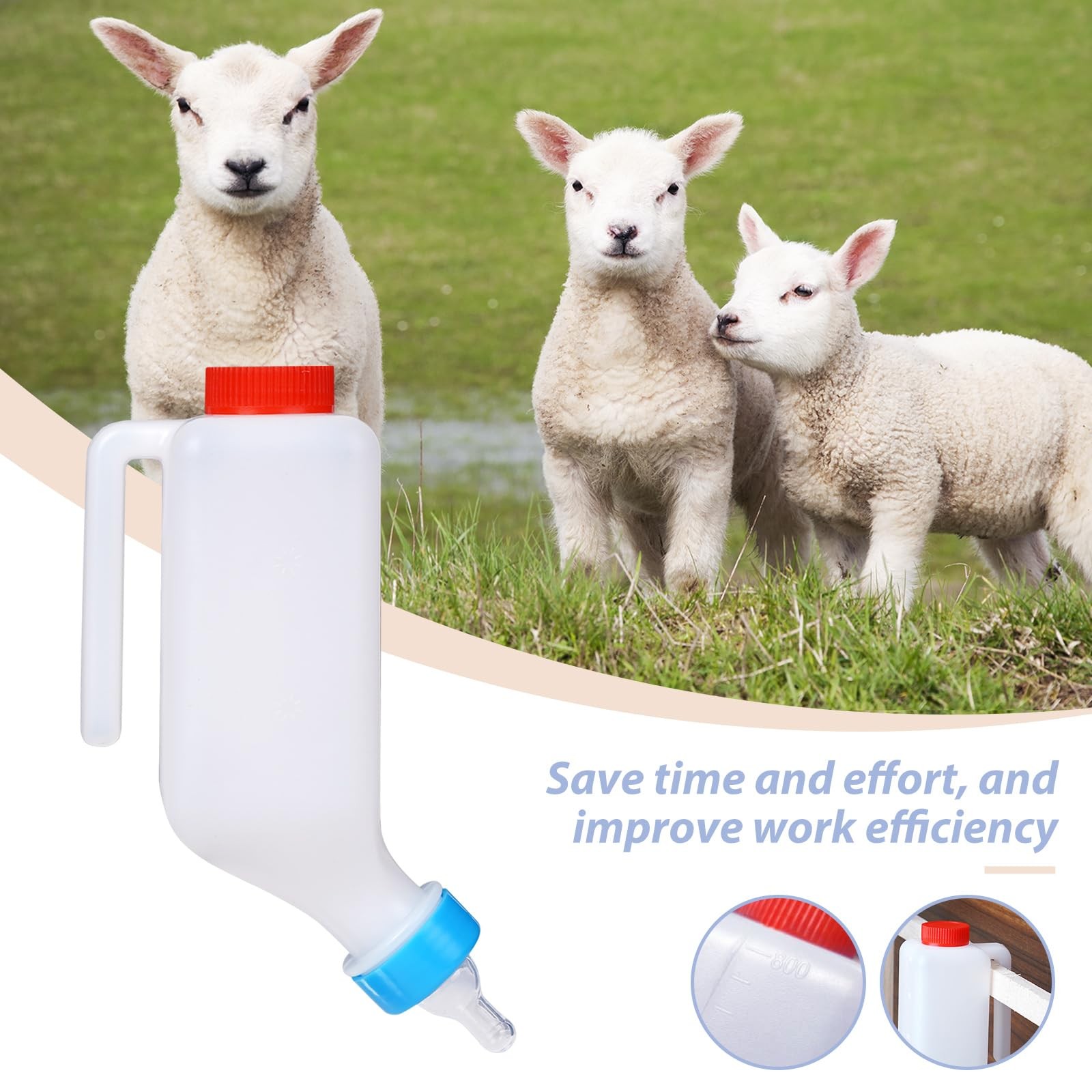 2 Pcs 800ml Lamb Feeding Bottle Thickened Goat Feeder Hang Upside Down Nursing