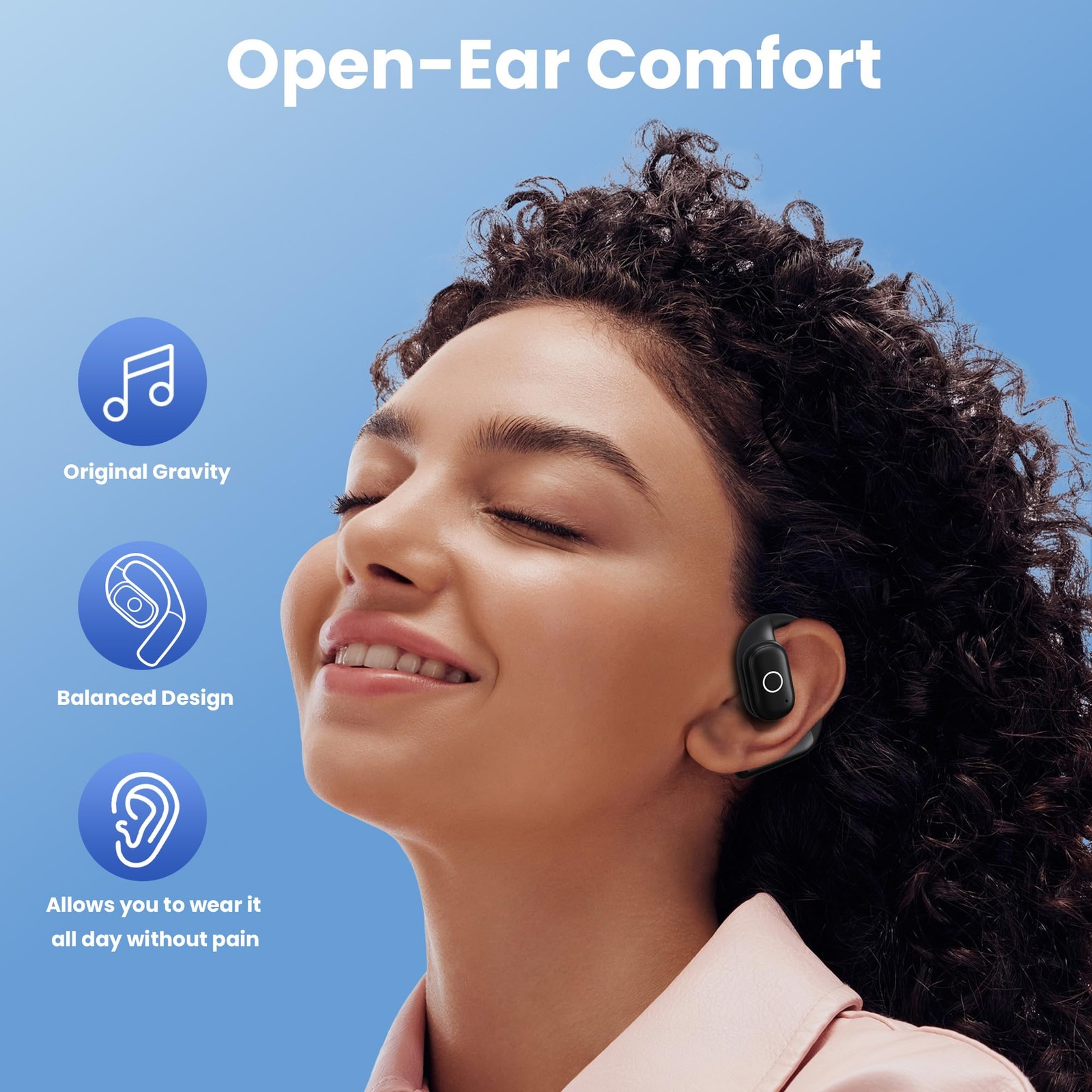 Open Ear Headphones Wireless Earbuds 80Hrs Playtime Bluetooth Ear Buds IPX7