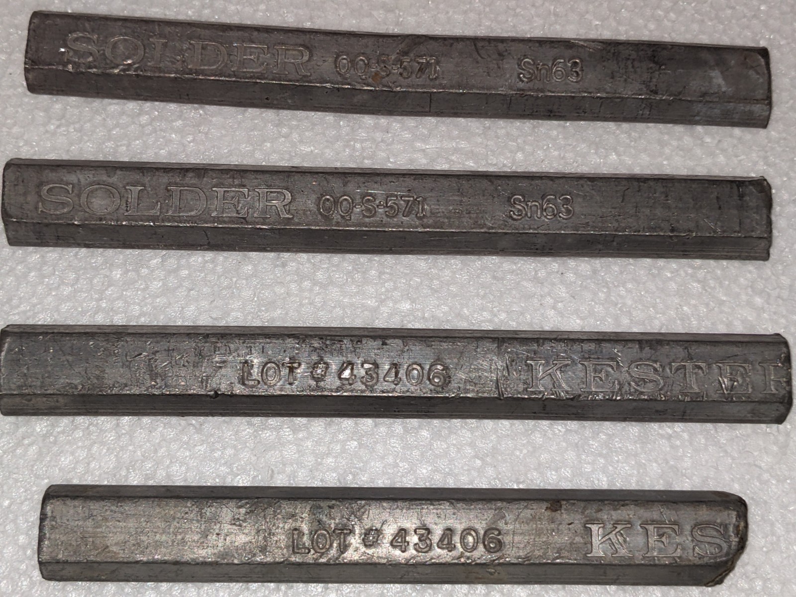 4 pieces of 1.9 Lbs Kester SN 63 Pb 37 Tin Lead Solder Bars