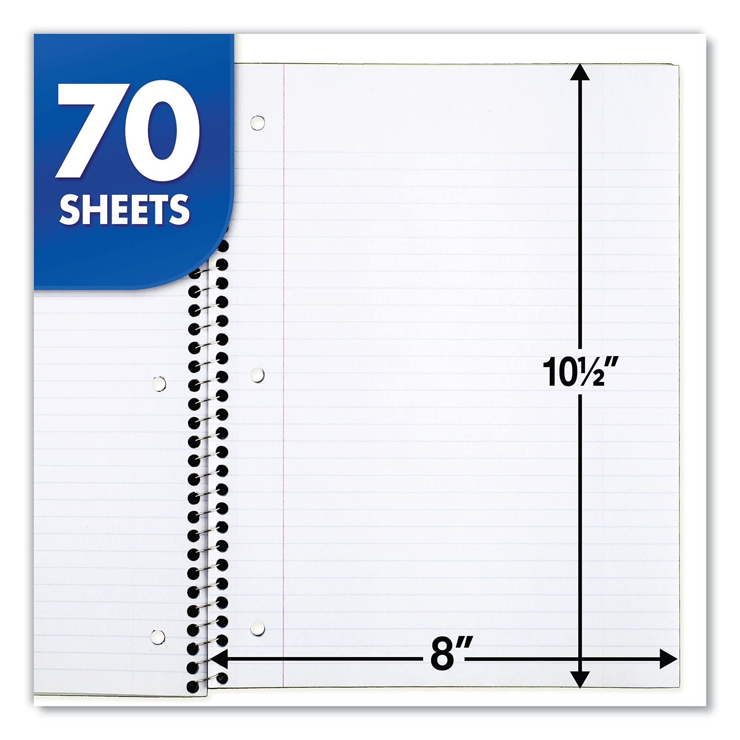 Mead Spiral Notebook, 1 Subject, College Ruled Paper, 71/2″ x 101/2″, 70 Shee…