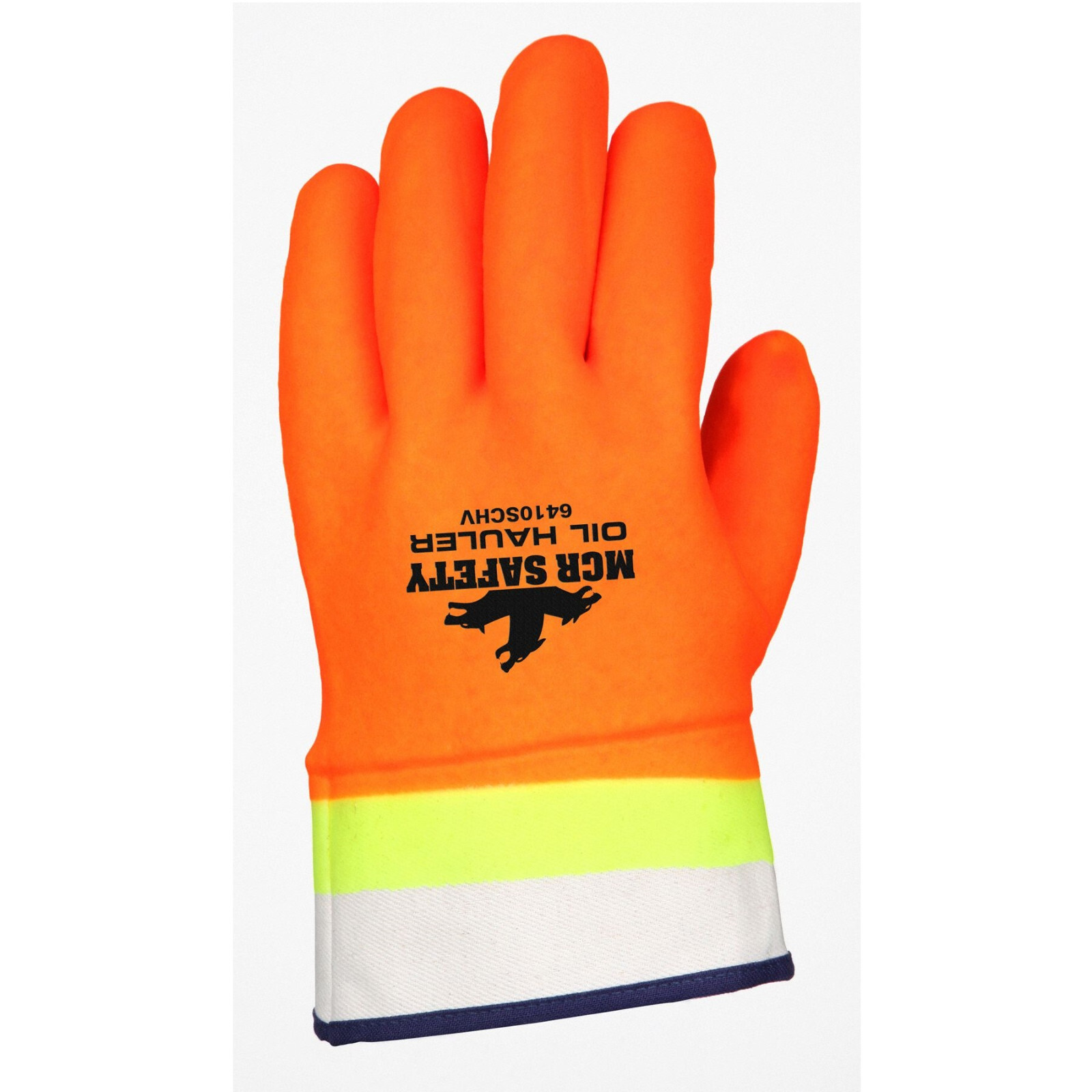 CHEMICAL RESISTANT GLOVES DOUBLE DIPPED RUBBER WORK GLOVES HI-VIS ORANGE, LARGE