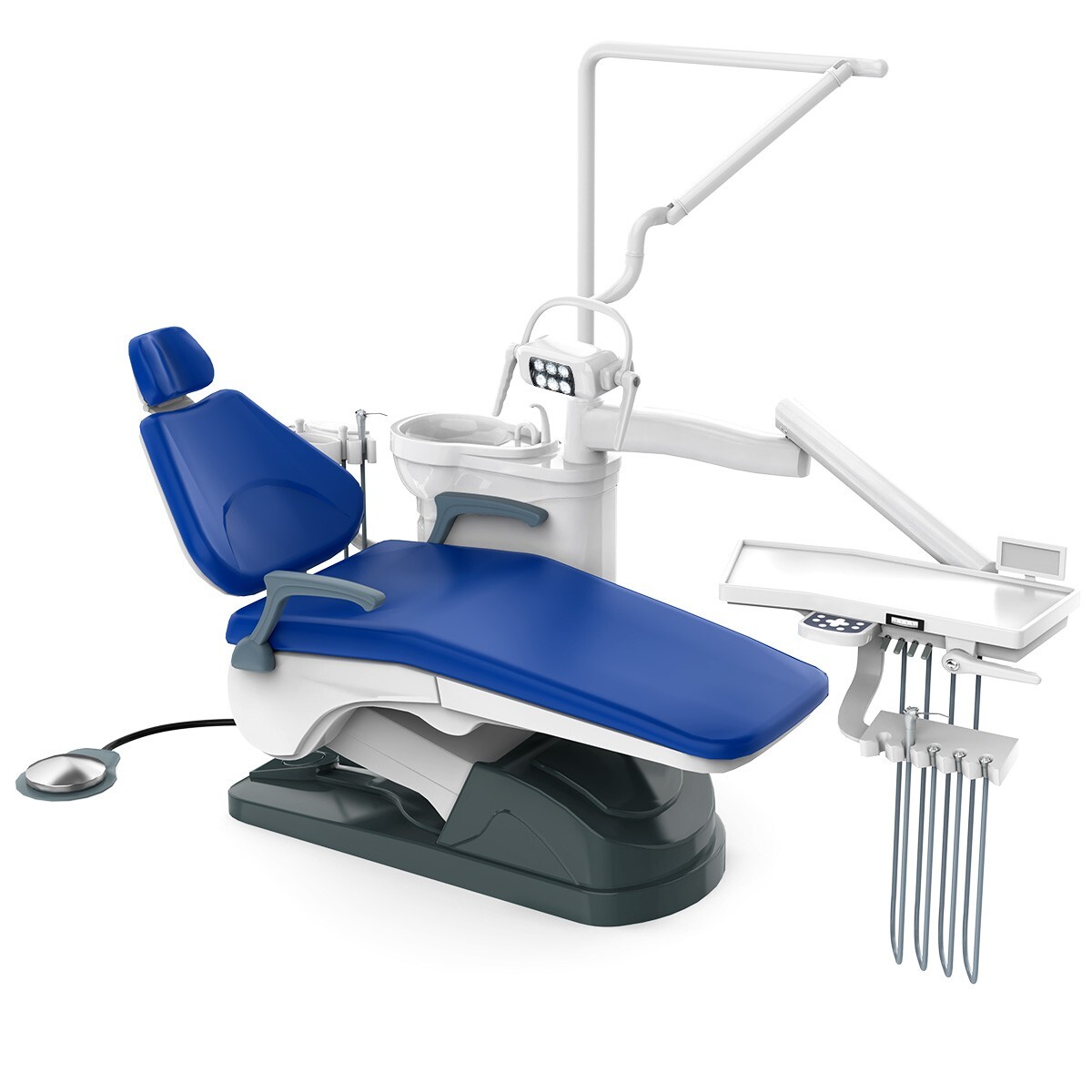 Dental Unit Chair Computer Controlled DC Motor Integral PU Hard Leather & Stool