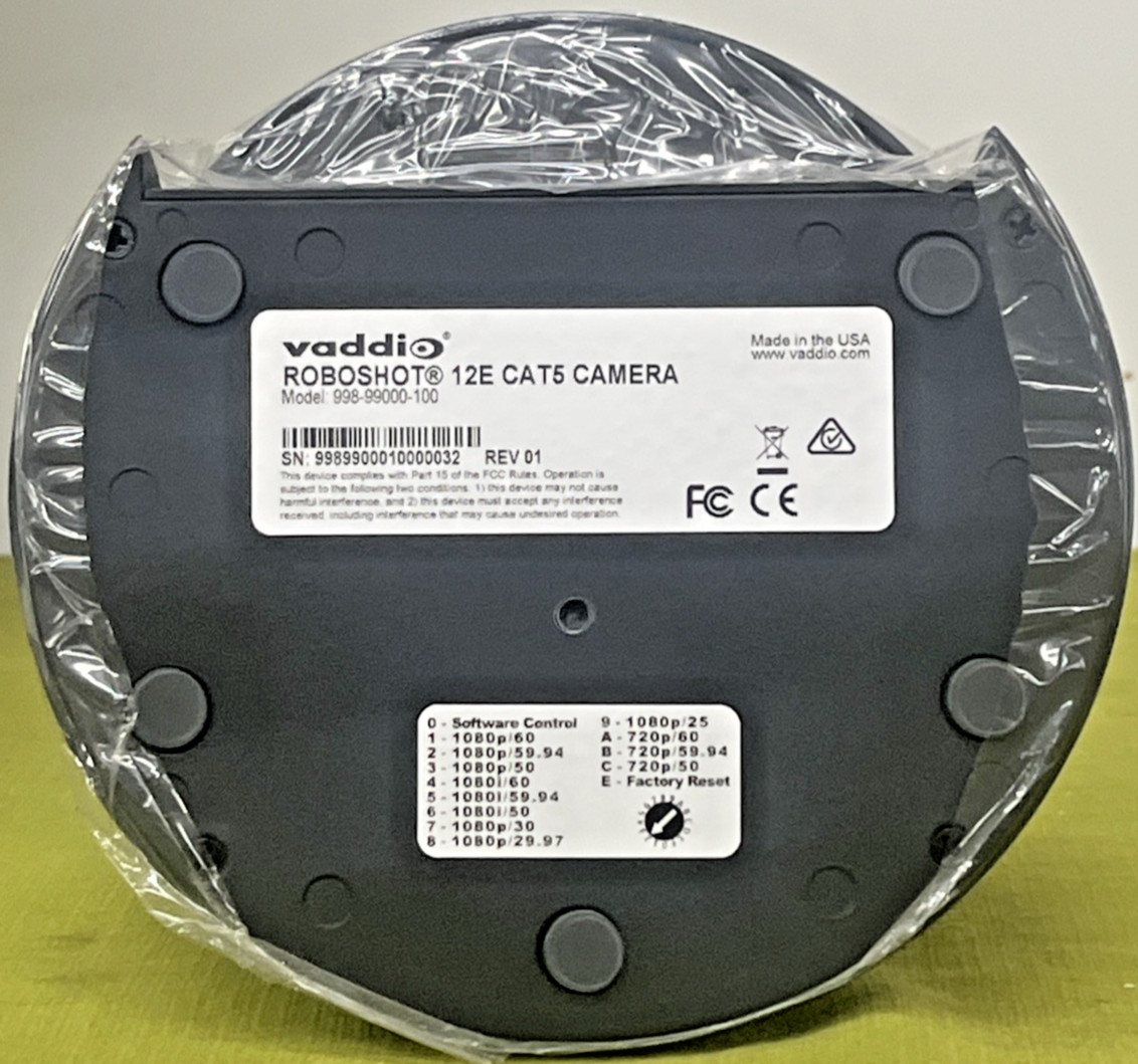 Vaddio ROBOSHOT 12E CAT5 Camera Model: 998-99000-100 w/ Quick Connect