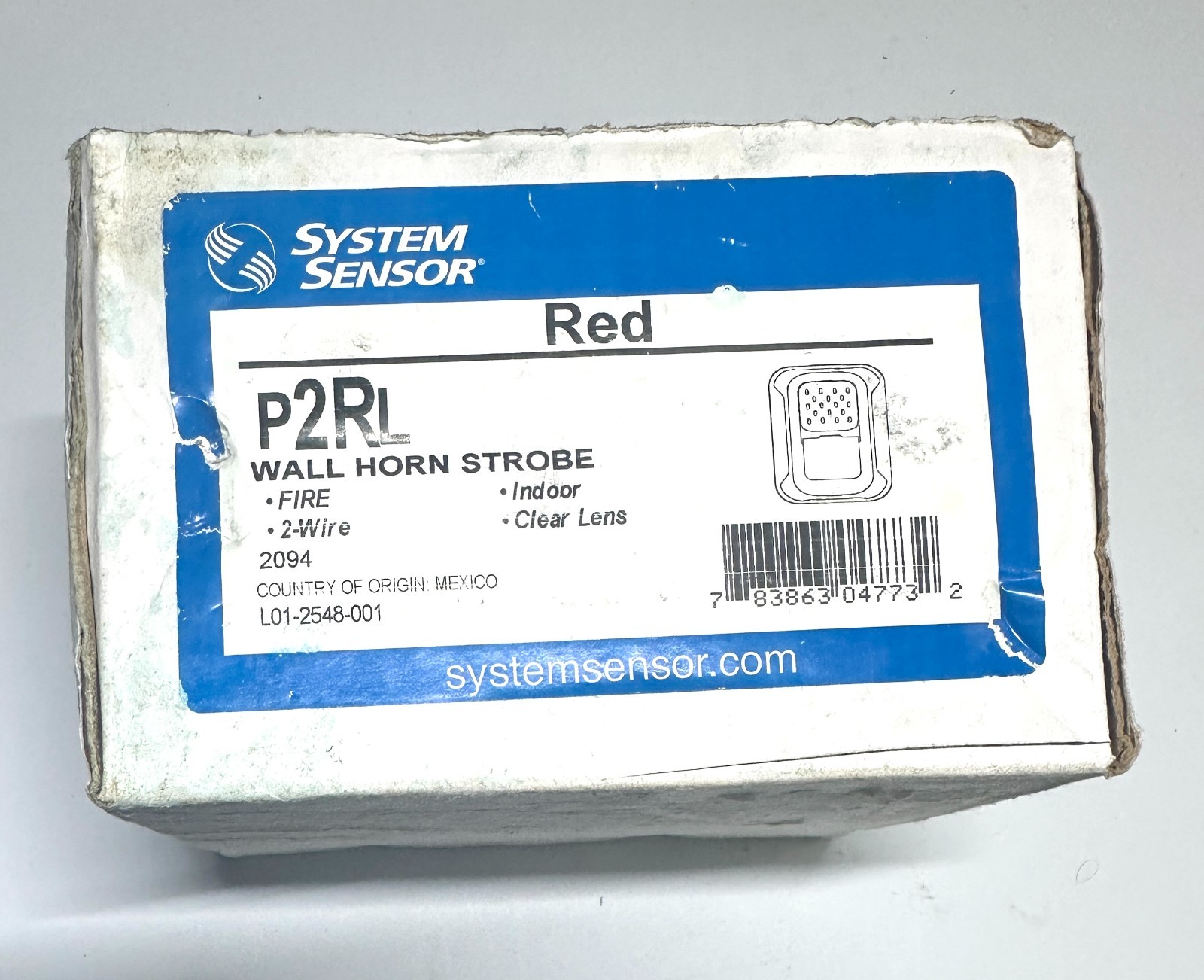 NEW SYSTEM SENSOR P2RL WALL AUDIBLE SPEAKER HORN & VISUAL STROBE RED FIRE ALARM