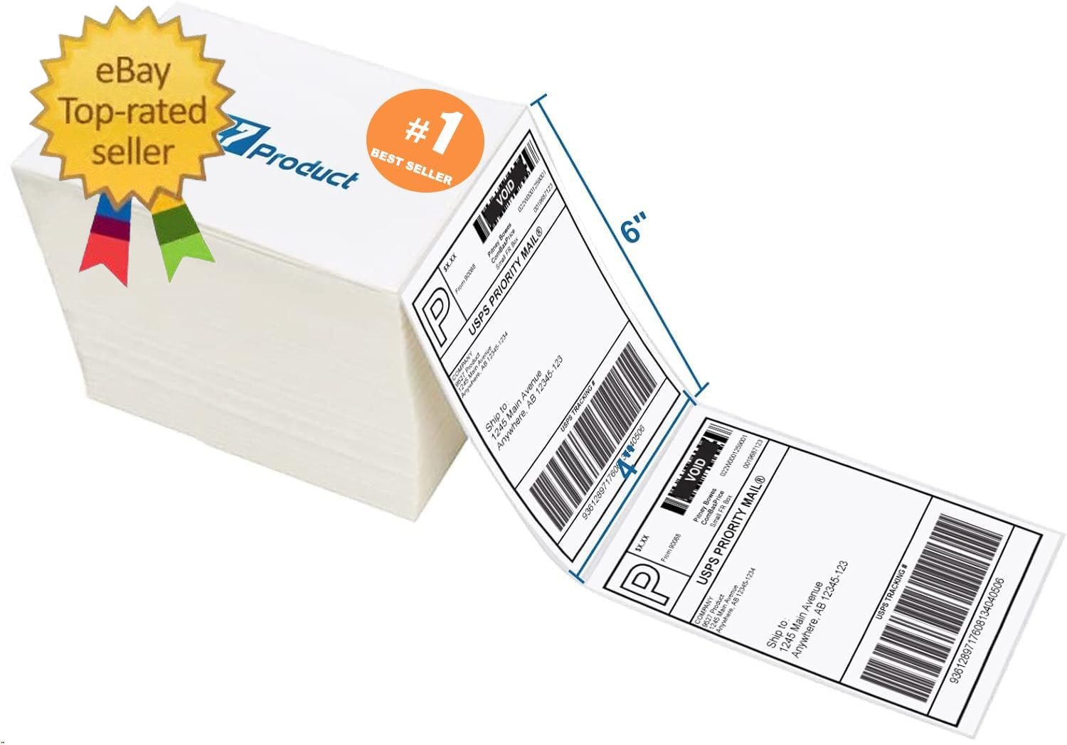 Fanfold 4 X 6 Direct Thermal Labels White Perforated Shipping Labels, 500Pcs per