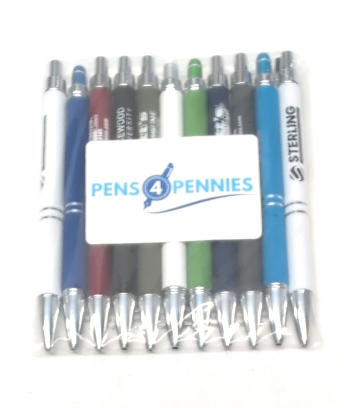 Misprint Metal Cross-Grip Retractable Click Pens: 10 MIXED Colors/Styles Pen Lot