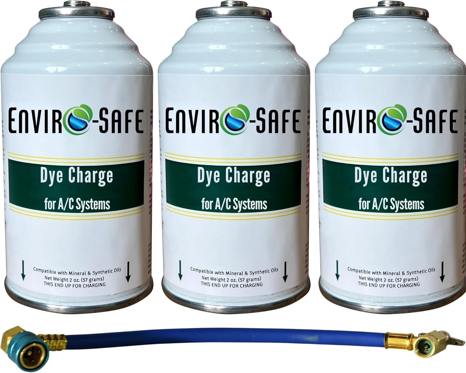 ENVIRO-SAFE UV Dye Charge – Leak Detector (3 Cans) with charging hose