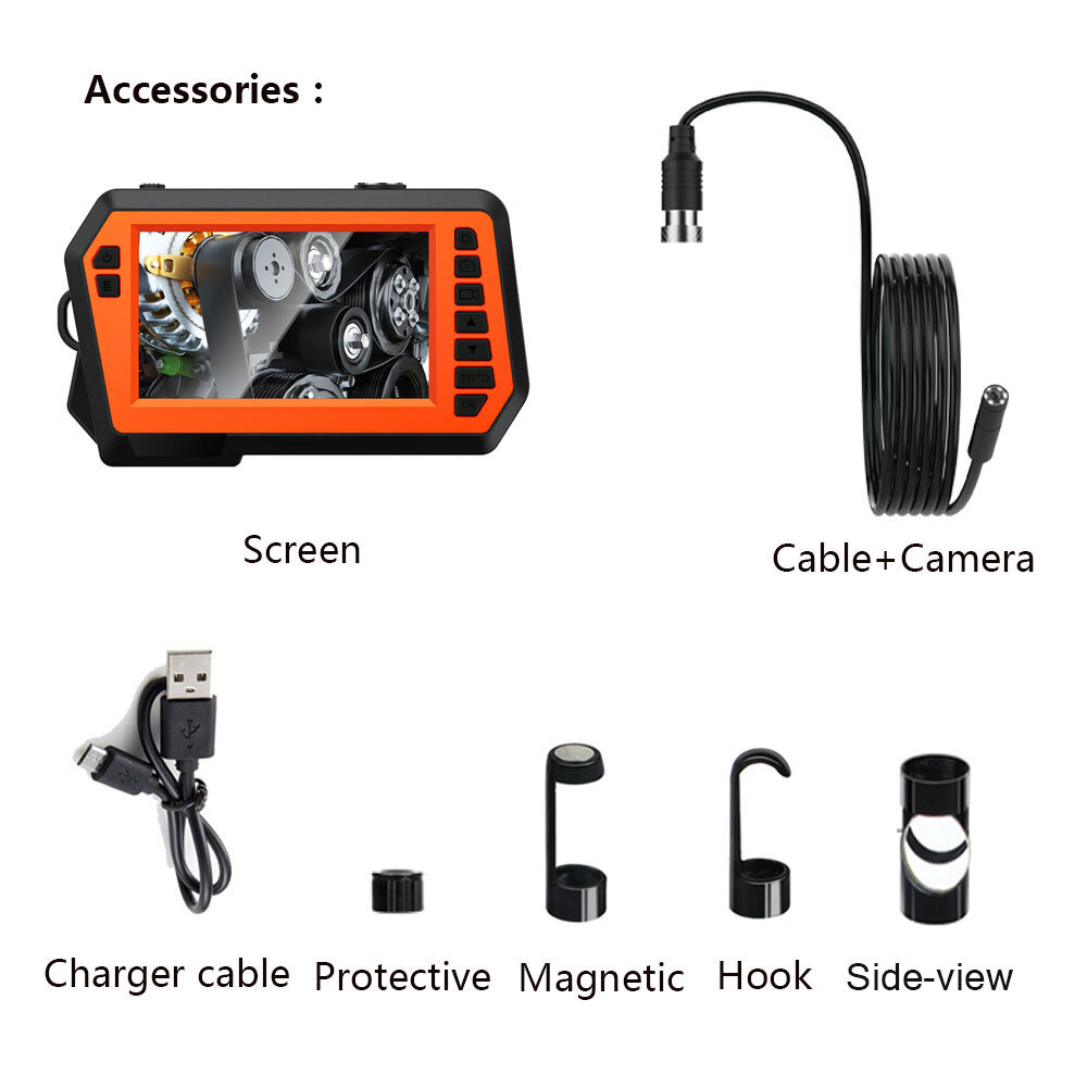 4.3inch Dual Lens Endoscope Sewer Drain Pipe Inspection Camera 1080P 5M cable