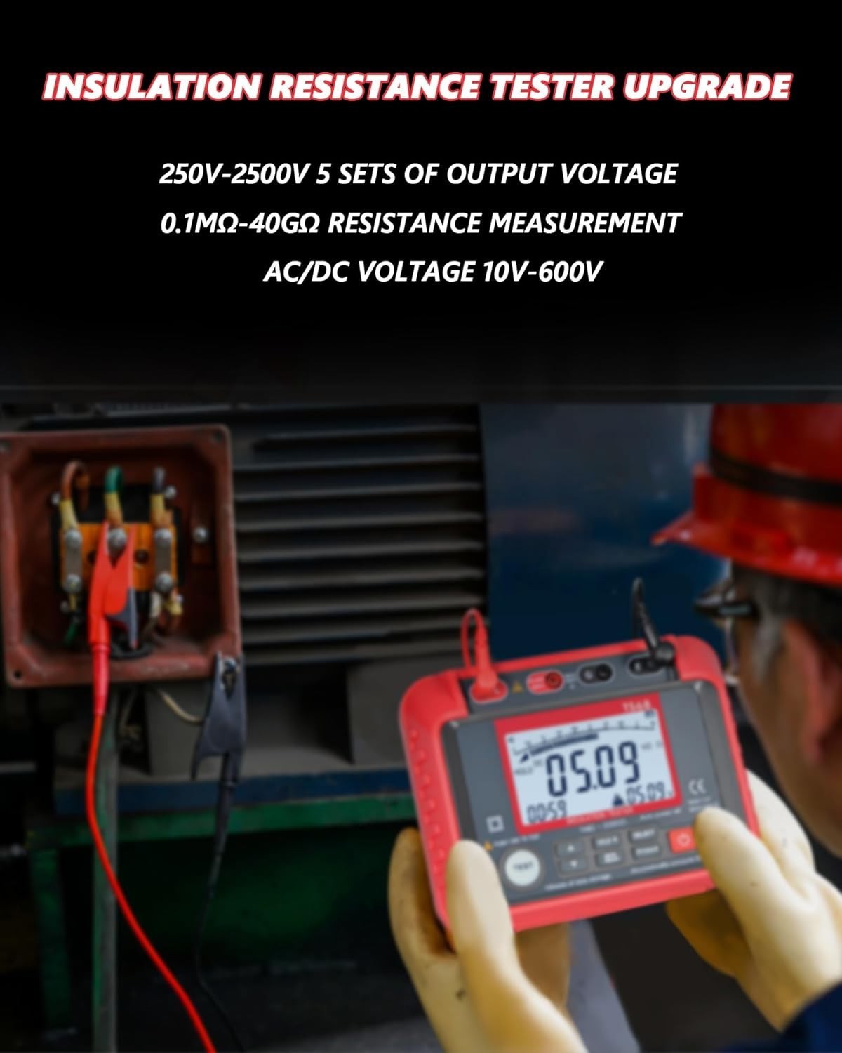2500V Insulation Resistance Tester Megohmmeter DAR PI Data Storage AC DC Volt US