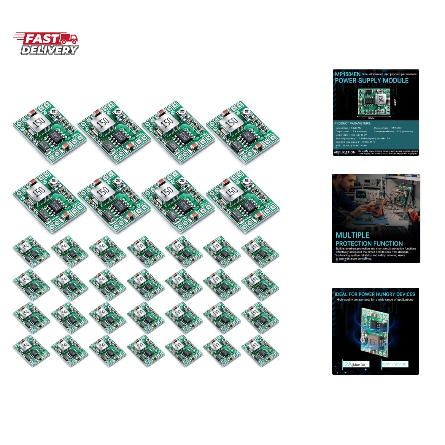 6 Pack MP1584EN DC-DC Buck Converter Adjustable Power Module 24V to 12V 9V 5V 3V