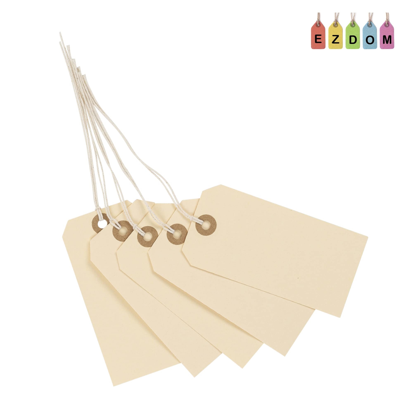 Premium Manila Tags with String – Box of 200 Tags #5-4.75” x 2.375″ – 13pt Pa…