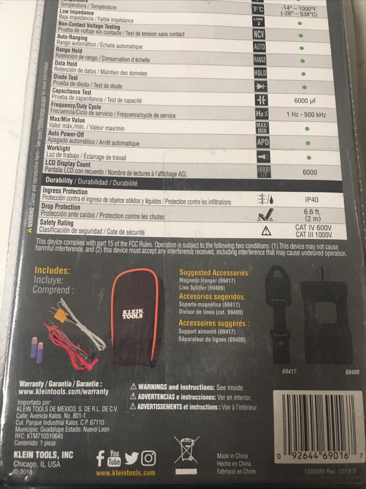 Klein Tools CL800 AC/DC True RMS Auto-Ranging Digital Clamp Meter