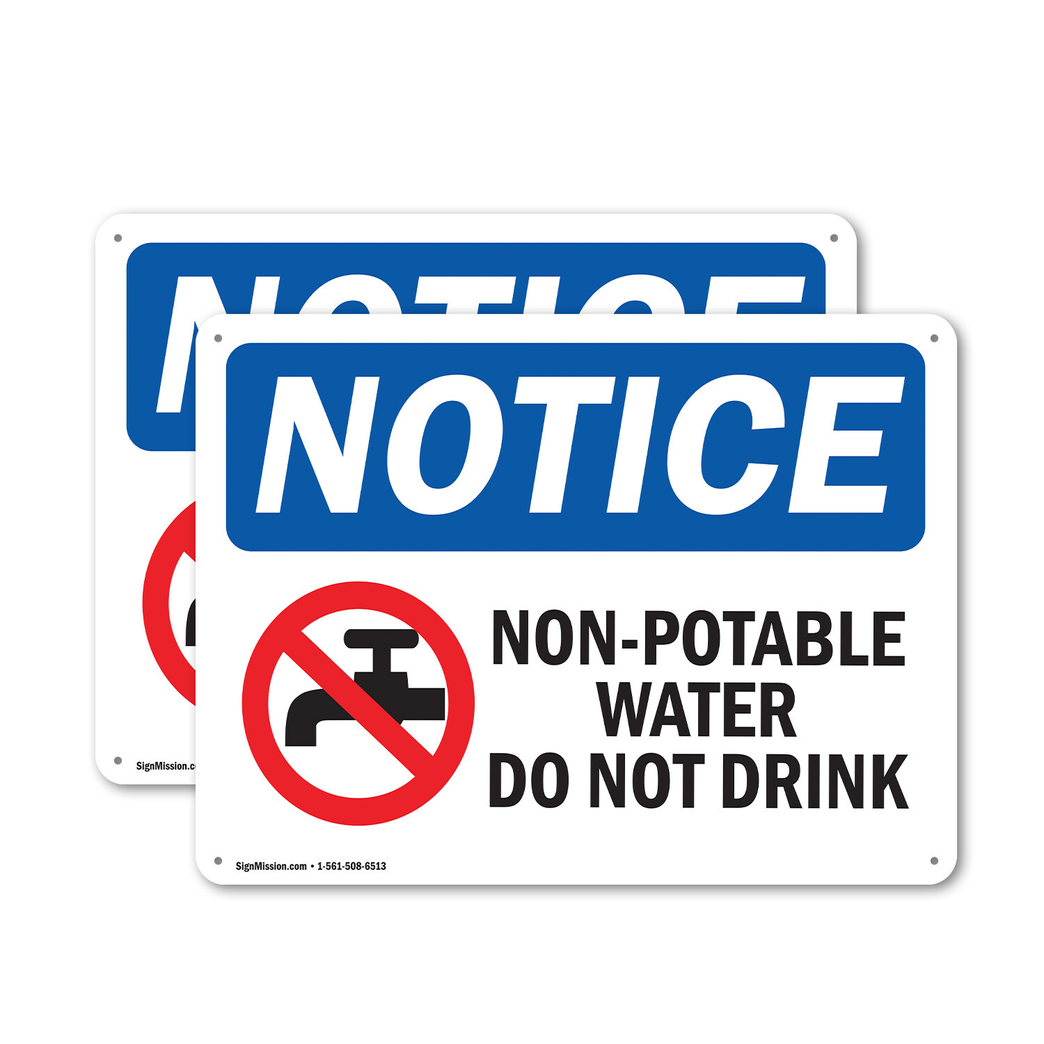 (2 Pack) Non-Potable Water Do Not Drink OSHA Notice Sign Decal Metal Plastic