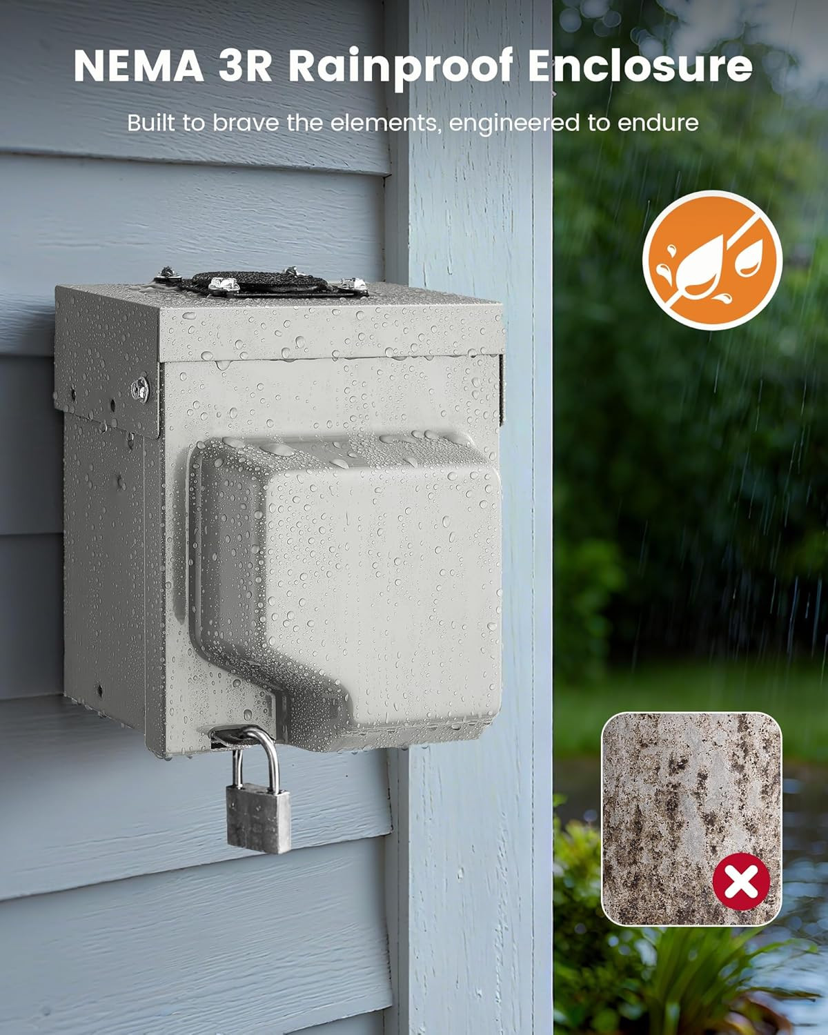 30 Amp RV Outlet Box with Breaker, 125V NEMA TT-30R, Weatherproof Power Box with