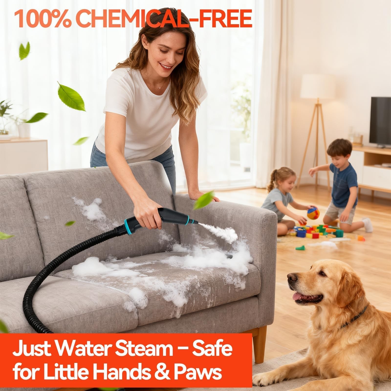 2500W Handheld Steam Cleaner, 6-Speed Portable Steamer with Large Tank & 10 A…
