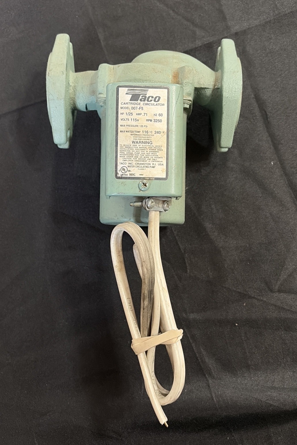 Taco 007-F5 Cast Iron Circulator, 1/25 HP