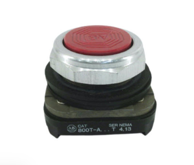 New Allen-Bradley 800T-A6 * 30mm Momentary Push Button, Red, Flush Head