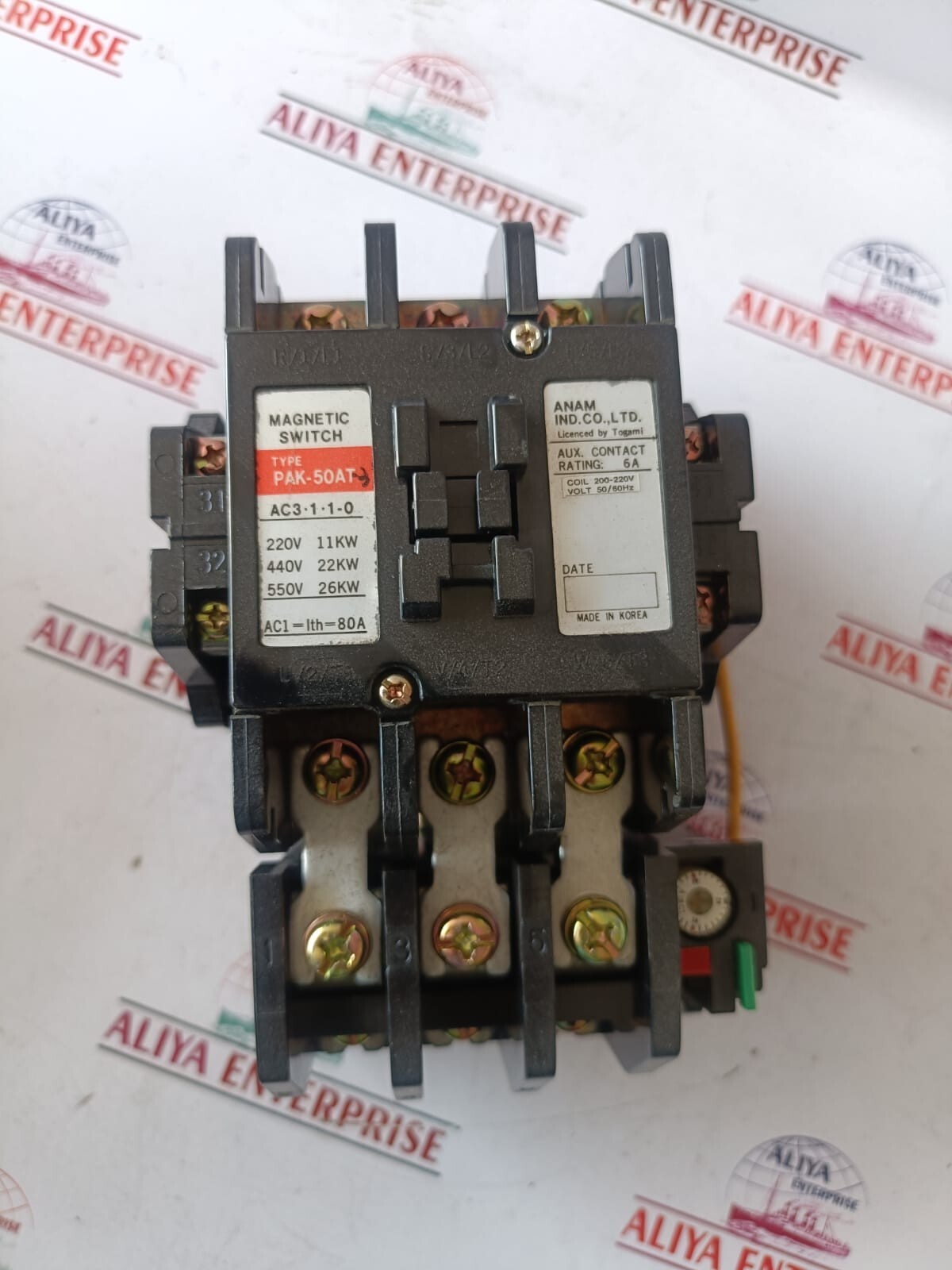 MAGNETC CONTACTOR MADE IN KOREA PAK-50AT(80A)COIL VOLTEG 220V FREE FAST SHIPPING