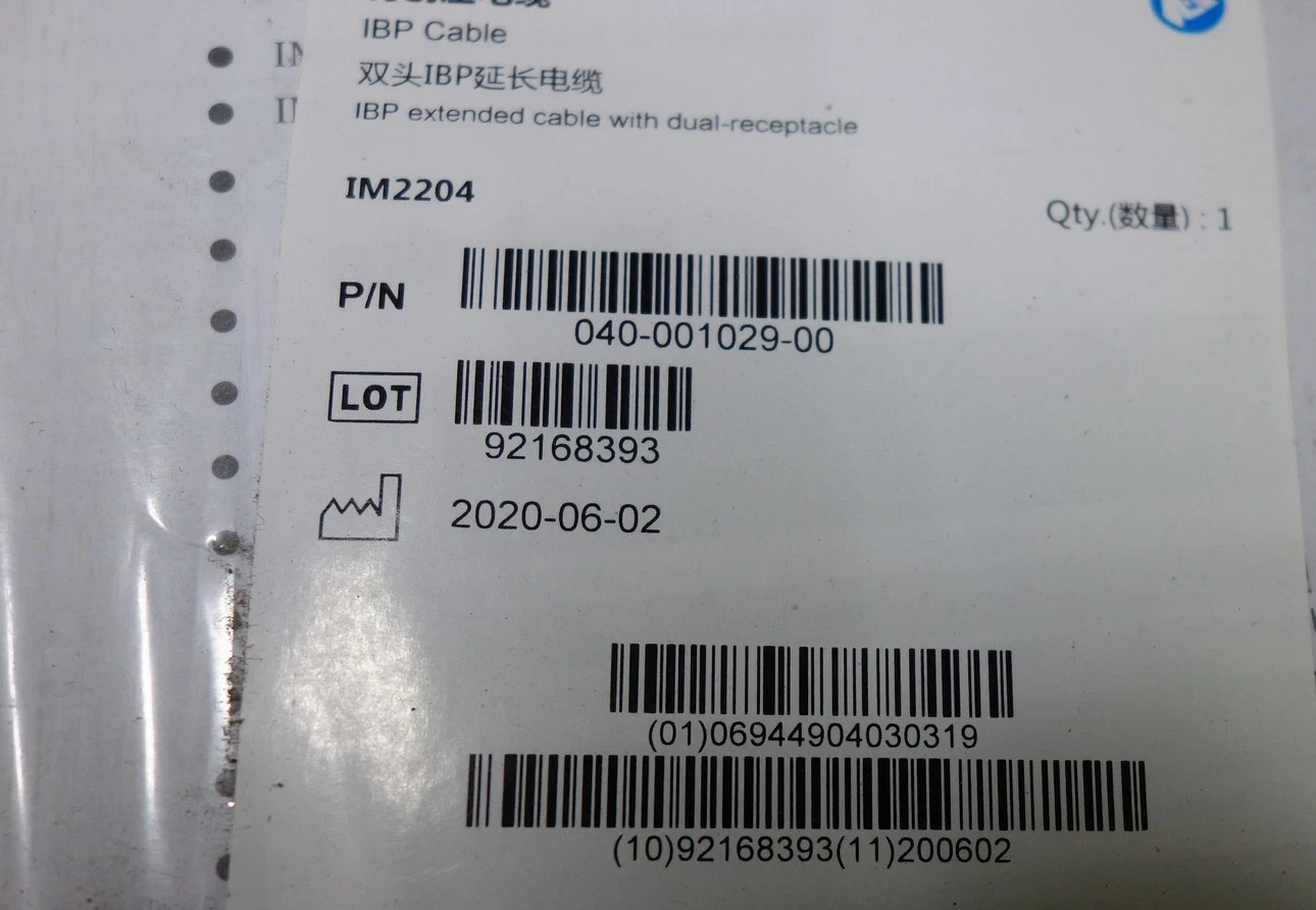 Mindray Y-Type IBP Cable Model IM2204 040-001029-00 Brand New