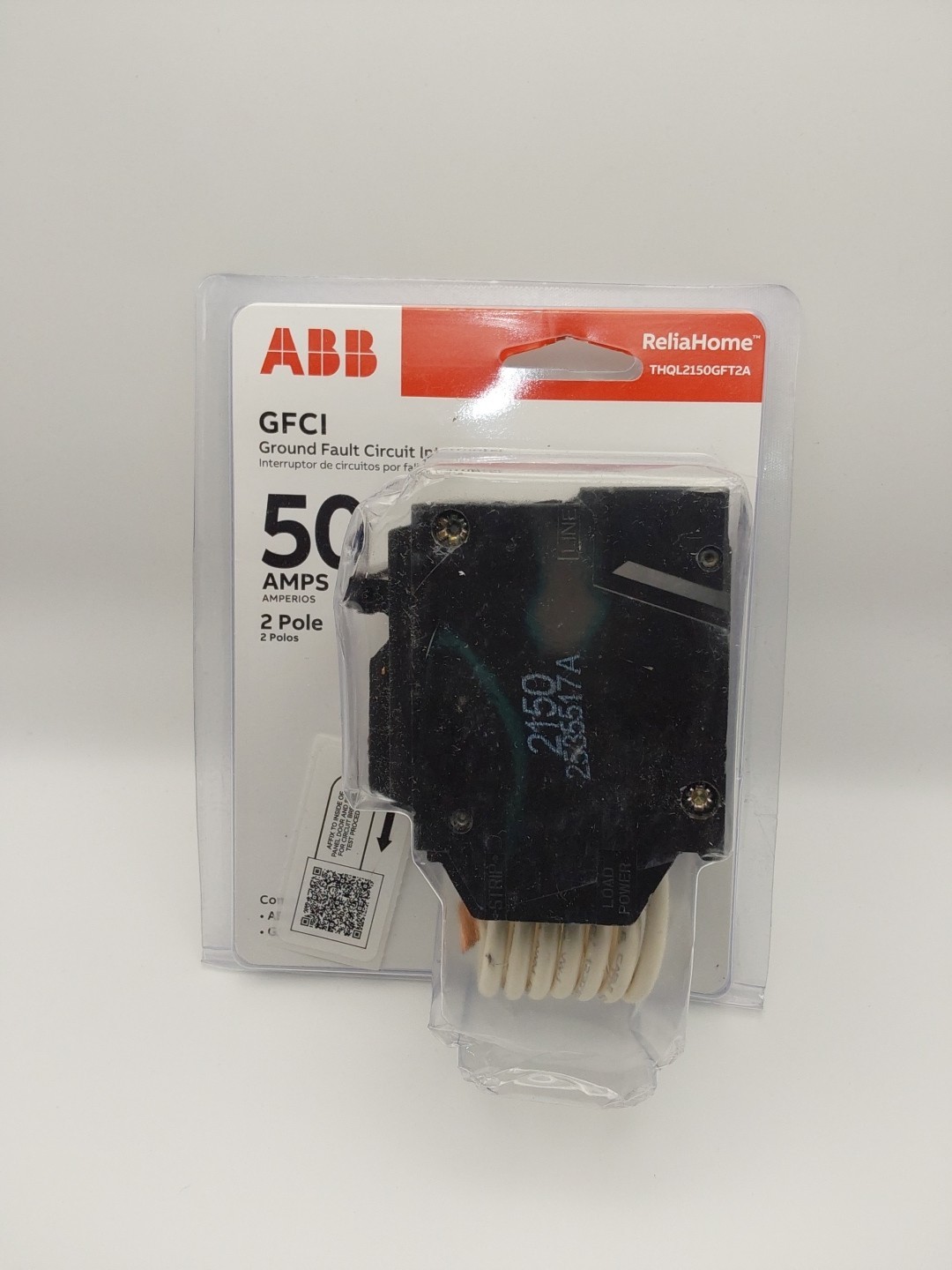 ABB 50A 240V Double Pole Ground Fault Breaker with Self-Test THQL2150GFT2A New G