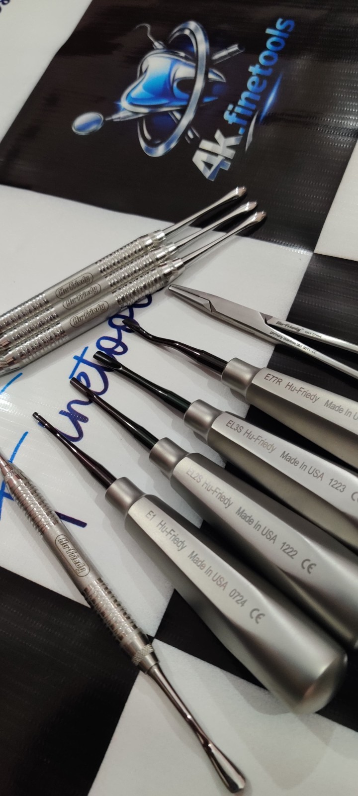 Hu-Friedy Dental Instruments Lot Of 9 Pcs (Elevators,Bone file,needle holder ‘7)