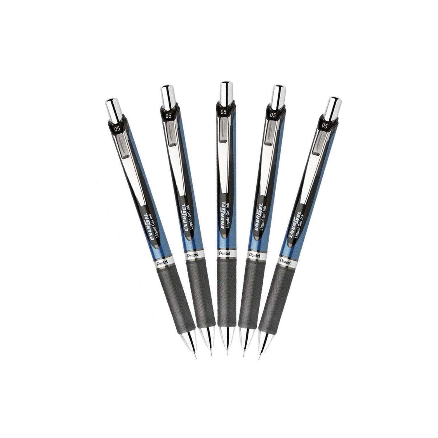 Pentel EnerGel RTX Retractable Liquid Gel Pen 0.5mm 5 Count (Pack of 1), Blue