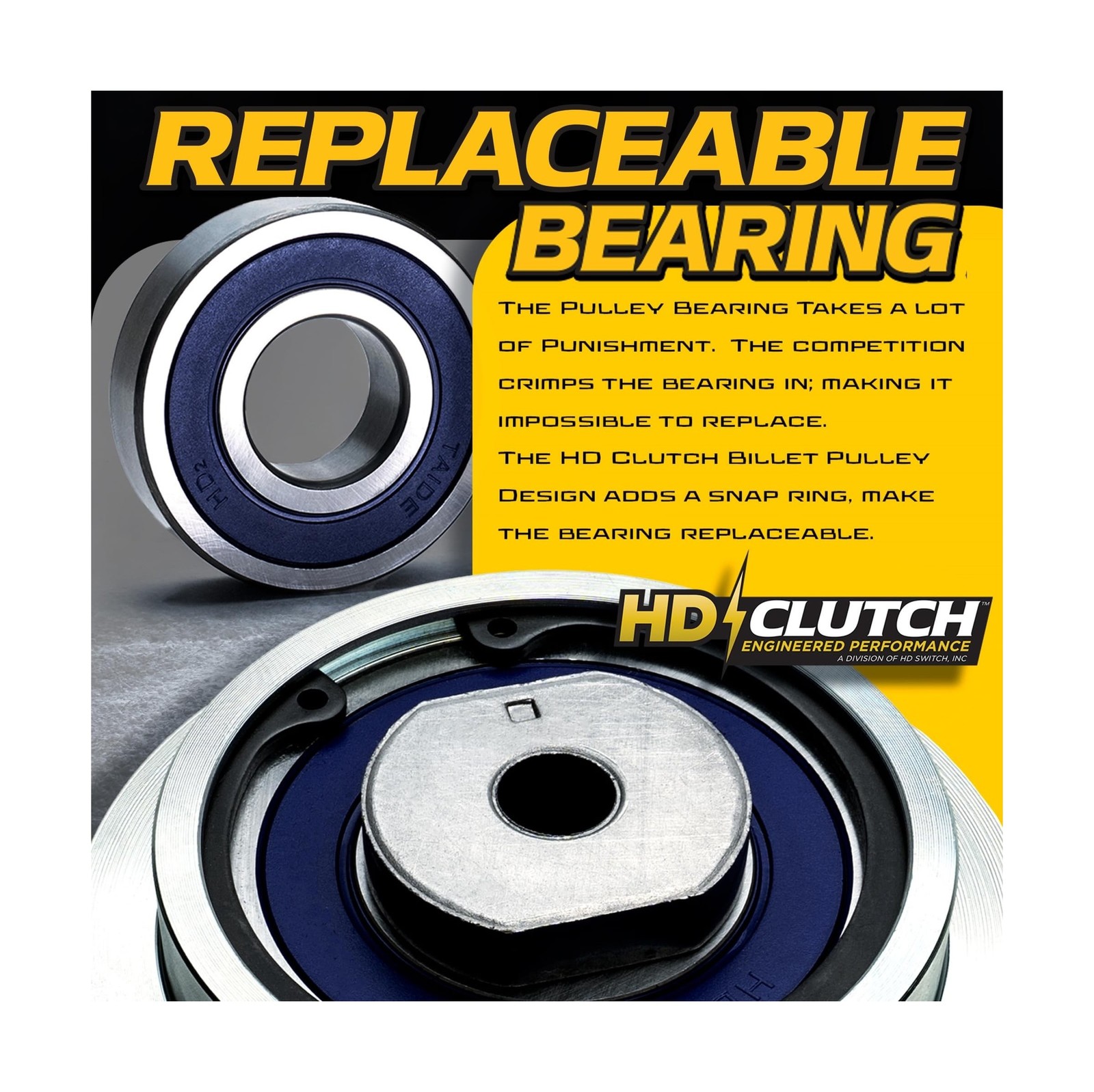 462339 484276 HiTorque 300ftlbs (OEM 250) BIGBearing Solid Steel Billet Pulle…