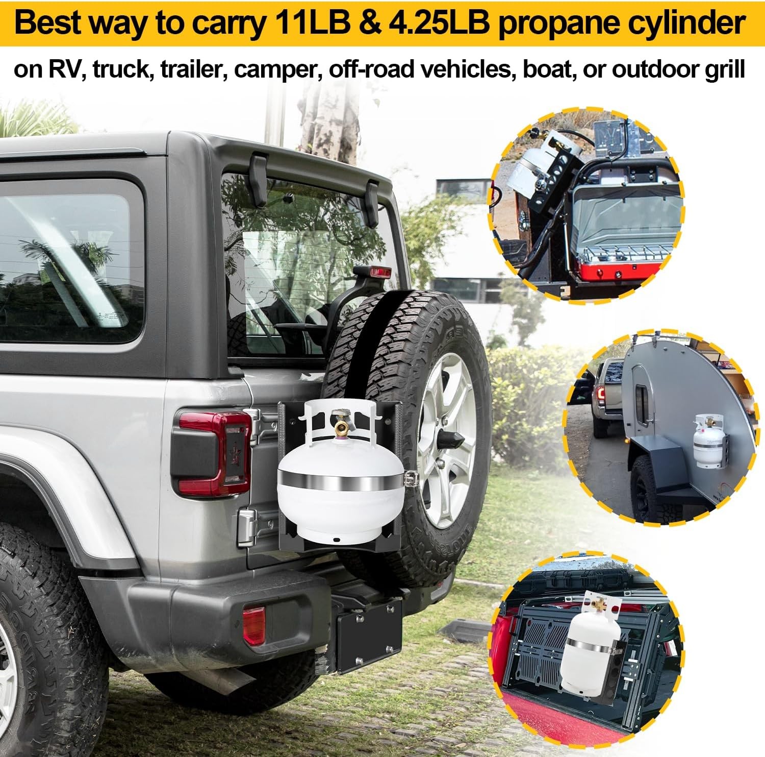 11 lb & 4.25 lb Propane Tank Mount Holder 9 Inch Cylinder Tank Mounting Bracket