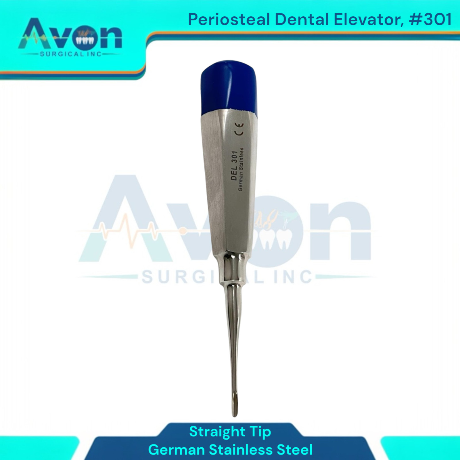 No. 301 Dental Tooth Extraction Gouge Tip Elevator Pick, Blue Color-Coded, (1pc)