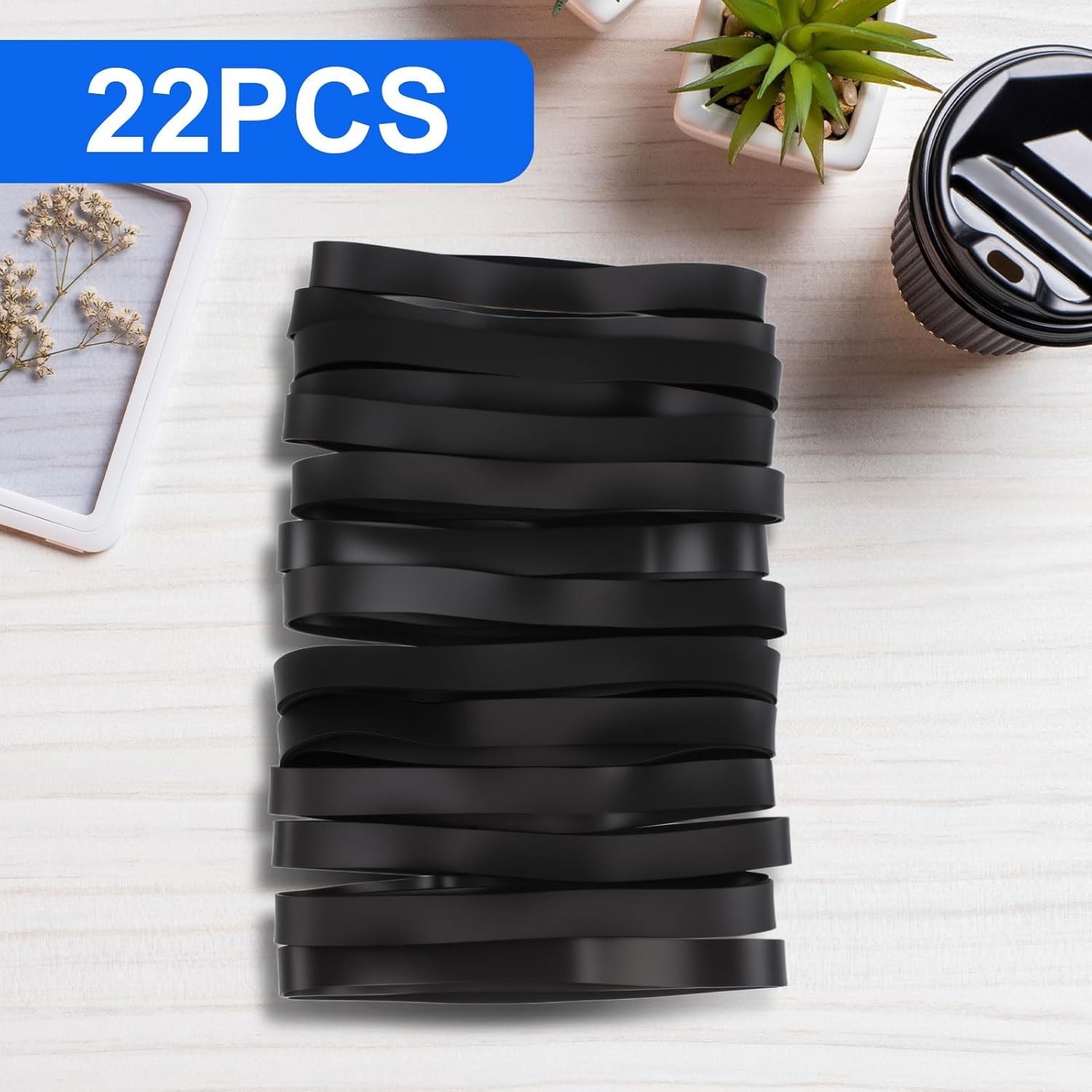 Large Rubber Bands Heavy Duty, 22 Pcs Size 107 Black Rubber Bands