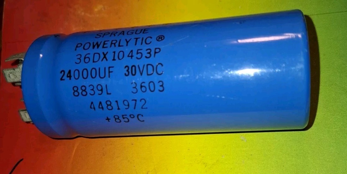 1 x Elko 24000uF 30 Volt DC SPRAGUE Powerlytic 36DX 10453P USA NOS from Depot