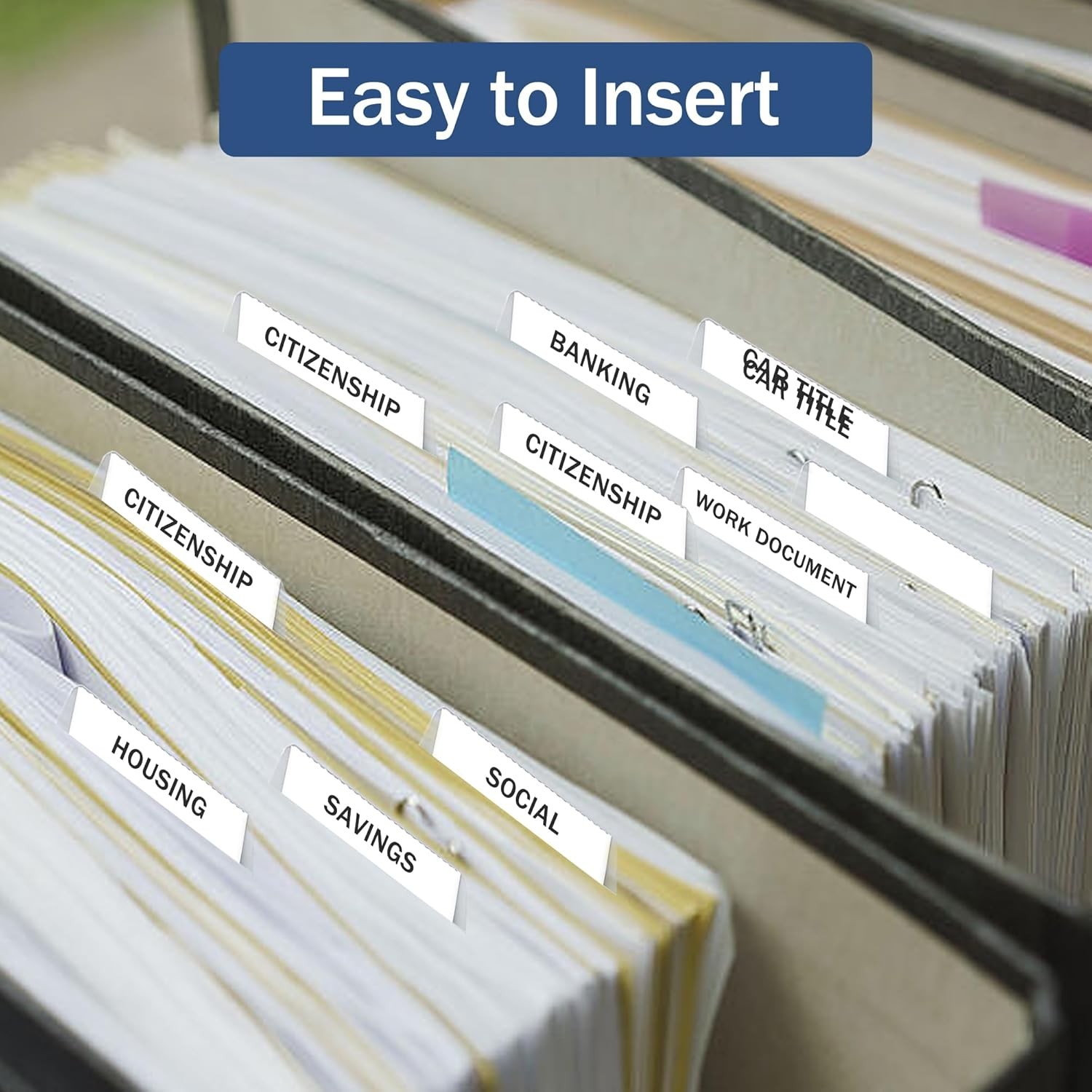 Hanging File Folder Tabs, 30 Set Transparent File Folder Tabs with Inserts for