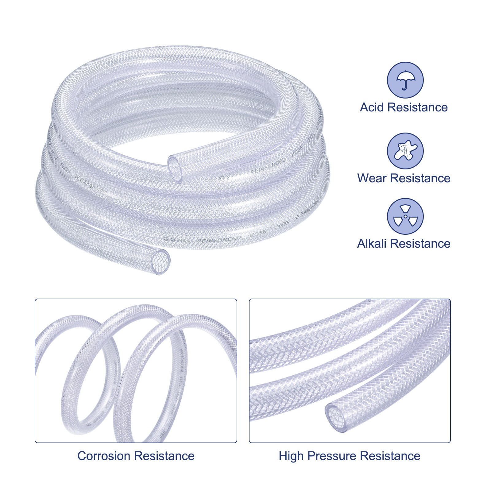 5/8″ ID x 7/8″ OD 10 Ft/3 meters Tube Braided Reinforced Tubing Hose Pipe