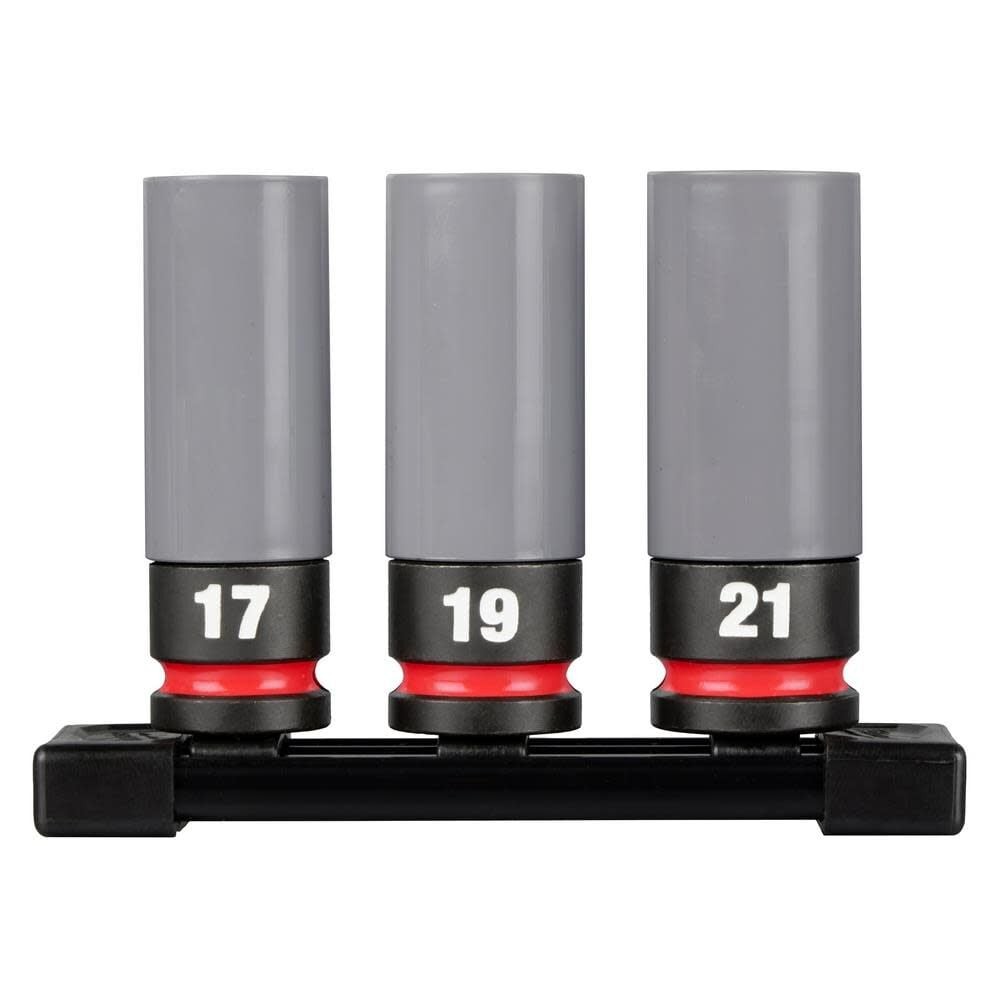 Milwaukee Shockwave Impact Duty Socket 1/2 Drive Metric 3Pc Lug Nut Wheel Set