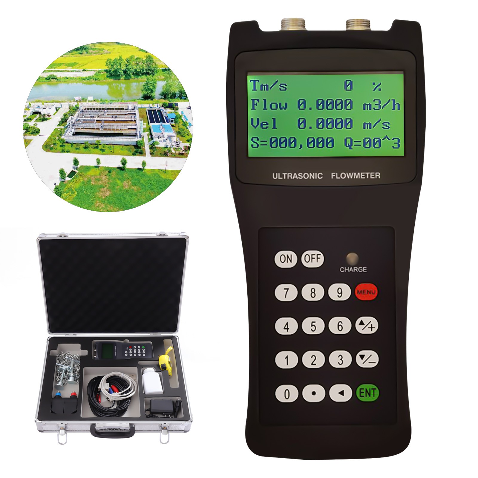 TDS-100H Digital Ultrasonic Liquid Flowmeter Handheld Flow Meter DN50-700 M2