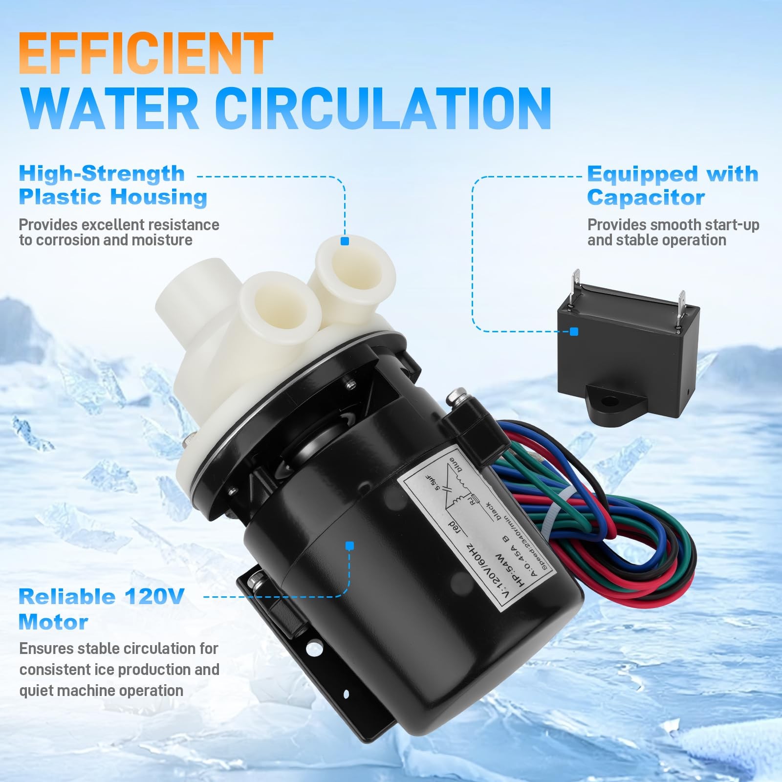 Water Pump Motor Assembly For Hoshizaki Ice Machine KM-450 KM-900 APTA92P10WD1