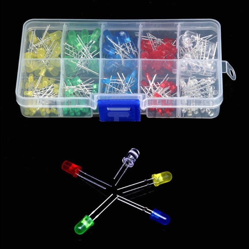 300Pcs 3mm 5mm LED Light White Yellow Red Blue Green Assortment Diodes Kit New