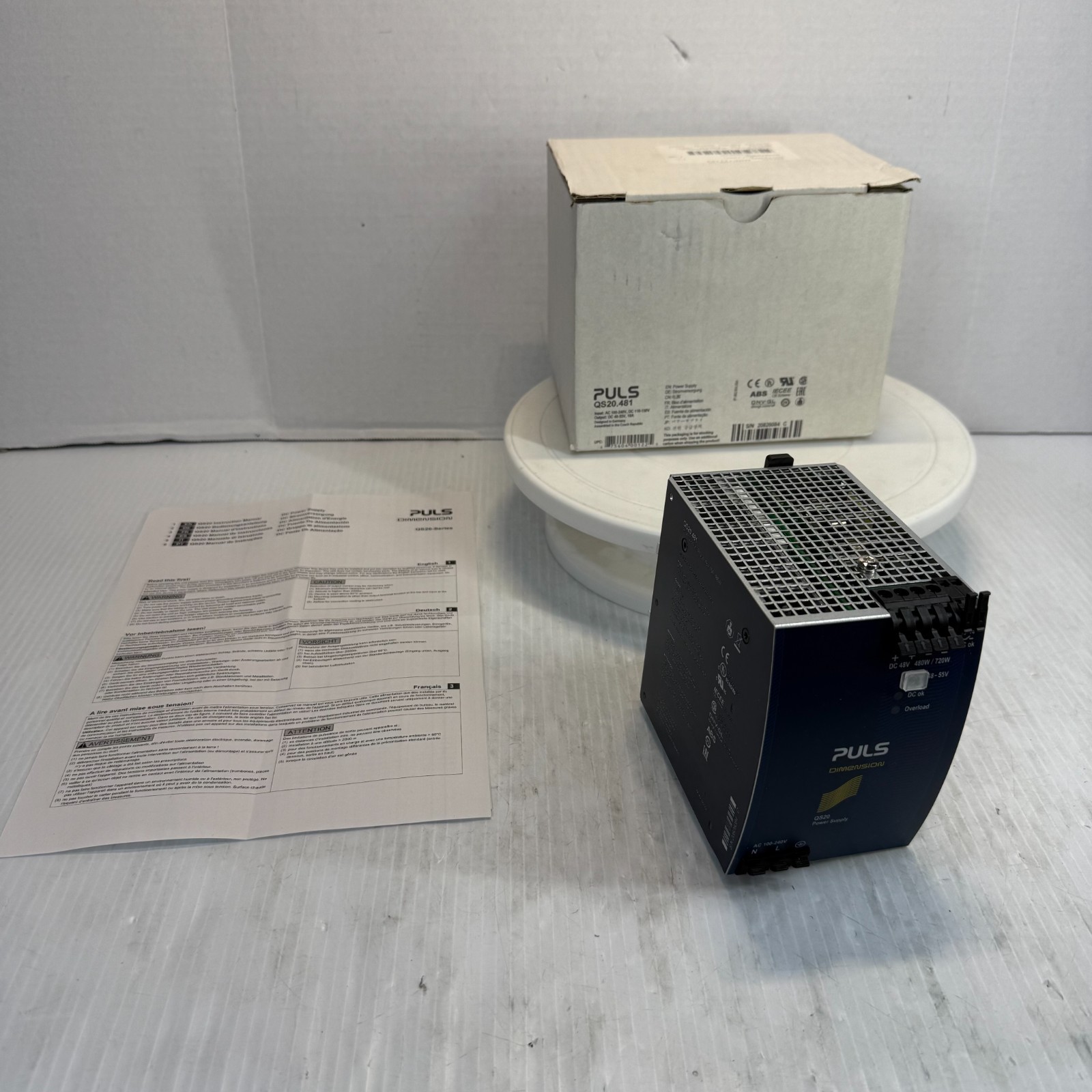 Puls Dimension QS20.481 DC Power Supply TESTED! 48v 480w/720w Out 100-240v In