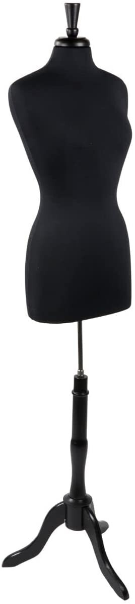 Women’s Dressmaker Form Seamstress Black Jersey Mannequin Size 8 Wood Base