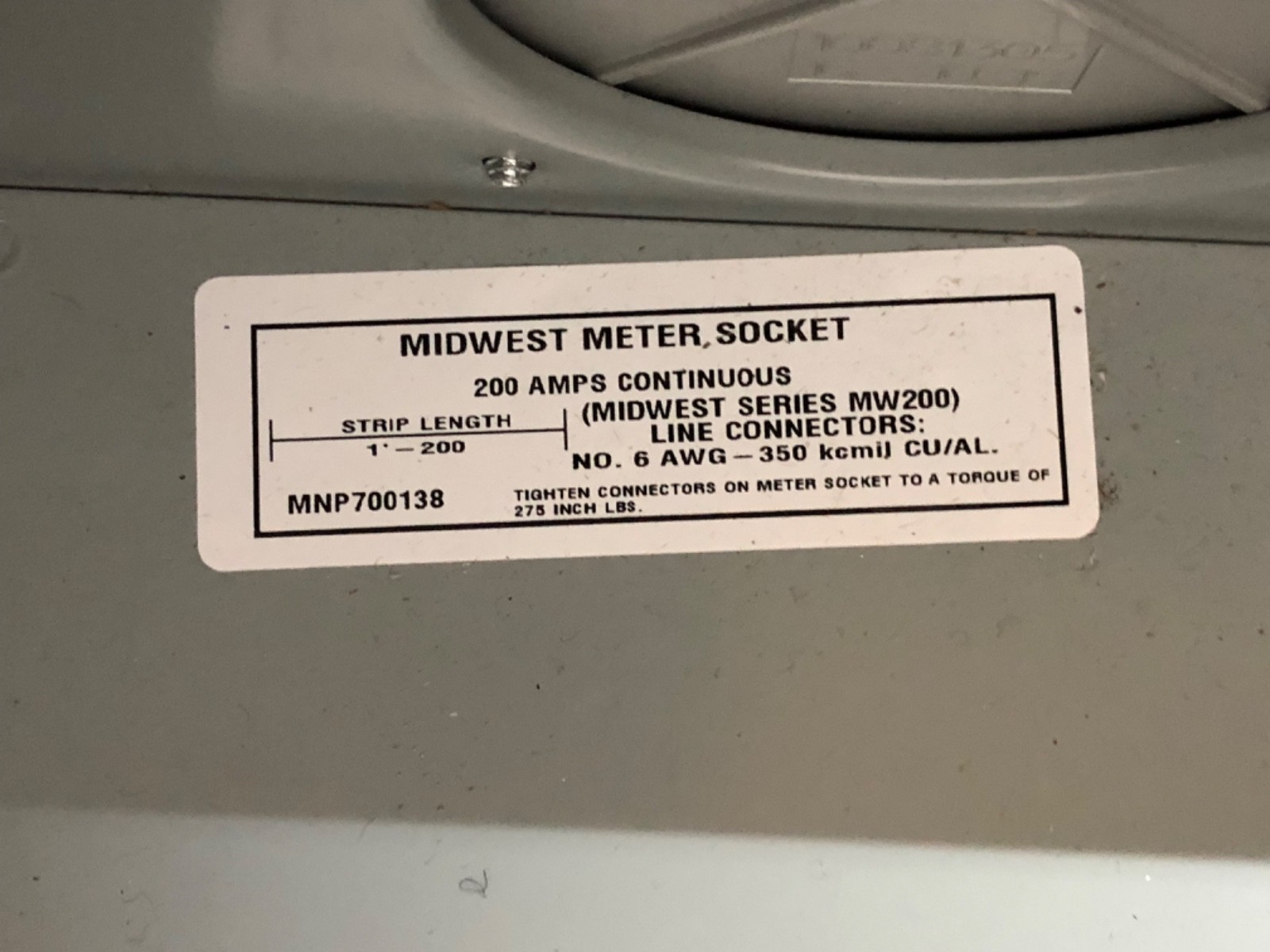 Midwest MNP700138 Meter Socket 200 Amp Electrical Base Open Box (Missing Cover)