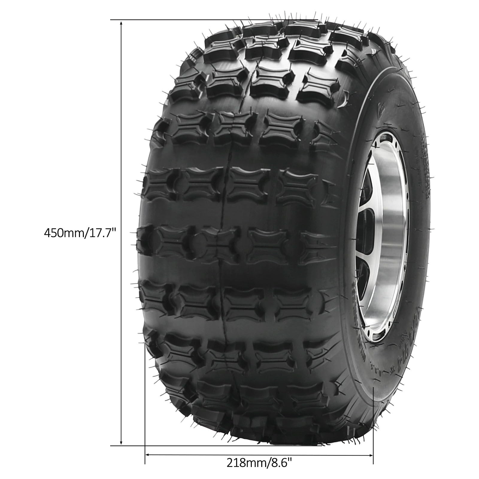 2PCS 18×9.5-8 Tubeless Wheels Tires Rim 4 Stud 23T Hub for UTV ATV Go Kart