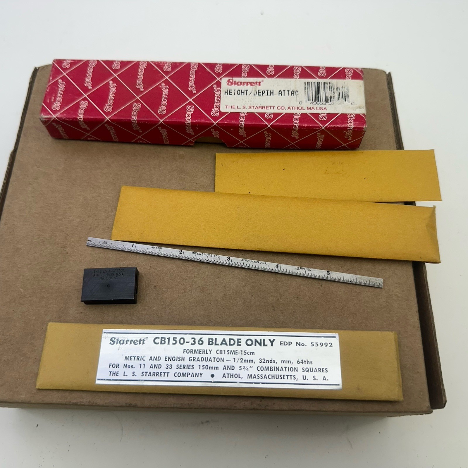 Starrett No. 289-C Height + Depth Gage Attachment Set Woodworking Machinist Tool